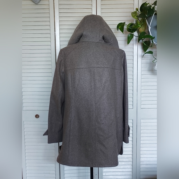 NWT - London Fog Gray Hooded Wool Blend Coat Size L - Picture 3 of 16